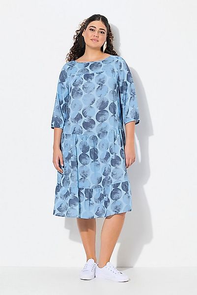 Ulla Popken Jerseykleid Kleis Kreise A-Linie U-Boot-Ausschnitt 3/4-Arm günstig online kaufen