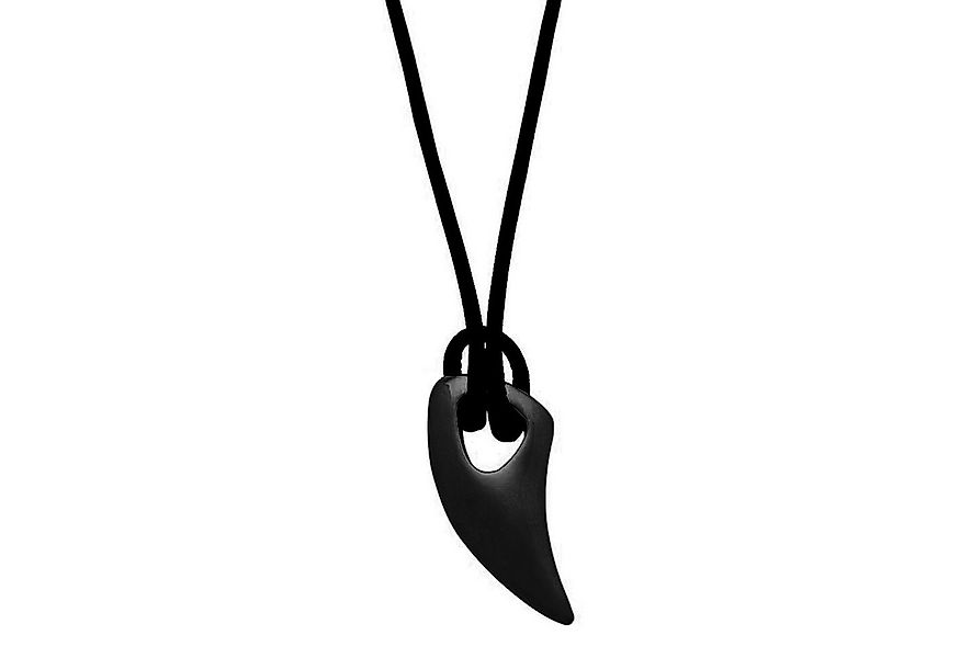 KARMA Kette mit Anhänger Halskette Zahn Schwarz Textil Edelstahl (modern, M günstig online kaufen