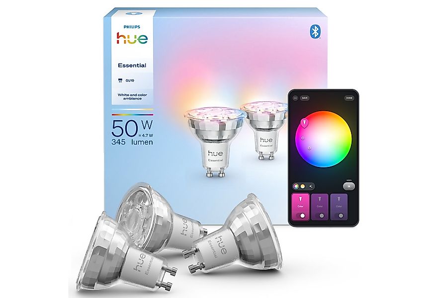 Philips Hue LED-Leuchtmittel Essential White & Color Ambiance smarte Lampe, günstig online kaufen