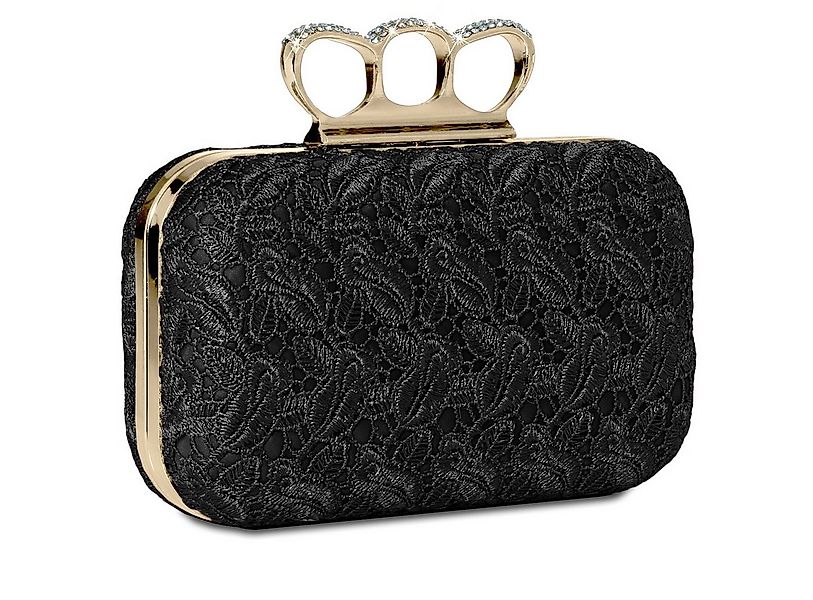 Caspar Clutch TA290 Damen Schlagring Box Clutch Abendtasche mit Stoff Häkel günstig online kaufen