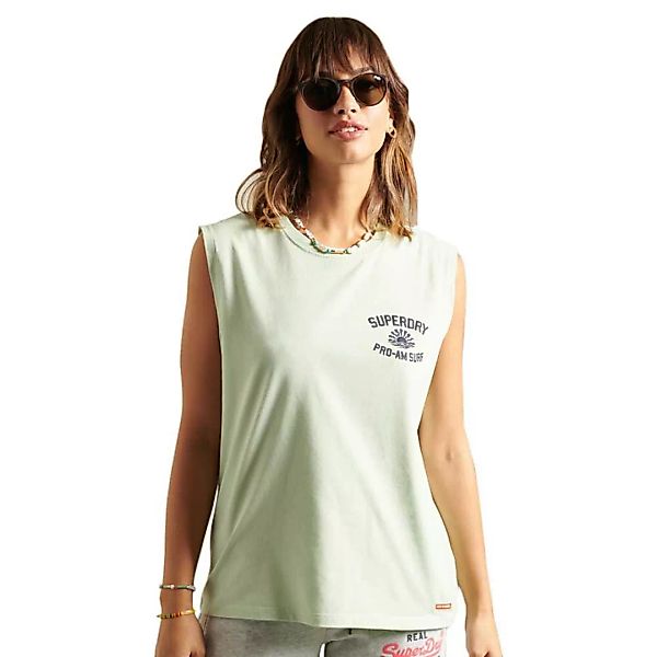 Superdry Cali Surf Classic Logo Ärmelloses T-shirt XS Pastel Sage günstig online kaufen