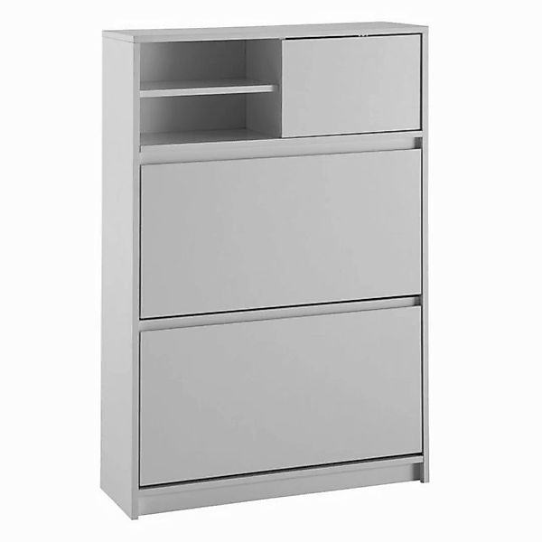 FINEBUY Schuhschrank FB102985 (Schuhkipper Weiß 71x110x24 cm Geschlossen) S günstig online kaufen