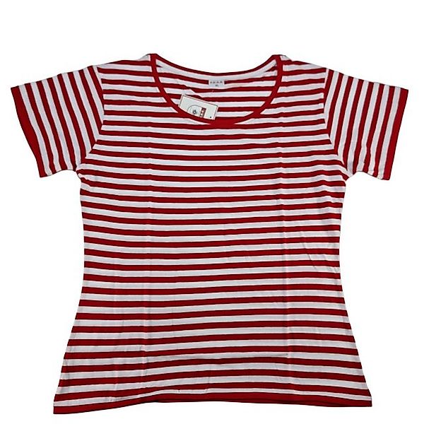 TOPCENT Rundhalsshirt Damen Ringelshirt, kurzarm, T-Shirt, S-XXL in rot-Wei günstig online kaufen