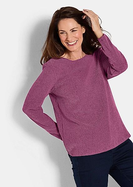 GOLDNER Langarmshirt Kurzgröße: Jersey-Shirt in Krepp-Optik günstig online kaufen