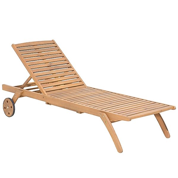 Beliani Gartenliege Heller Holzfarbton 195x61x80 günstig online kaufen