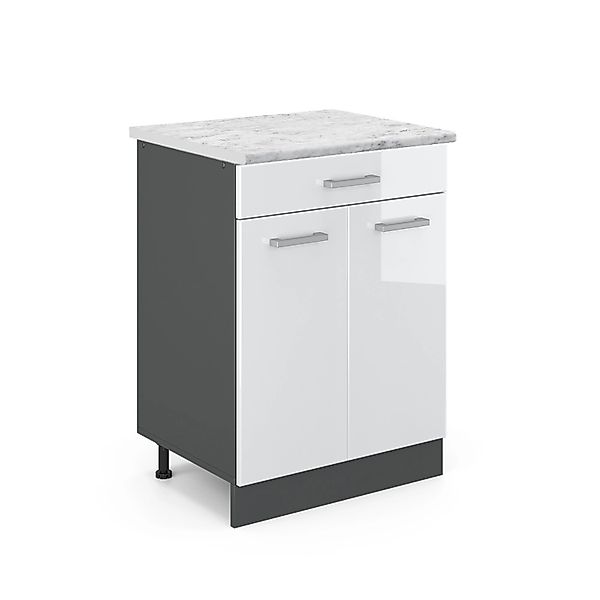 Vicco Küchenunterschrank R-Line Weiß Hochglanz/Anthrazit 60 cm AP Marmor günstig online kaufen