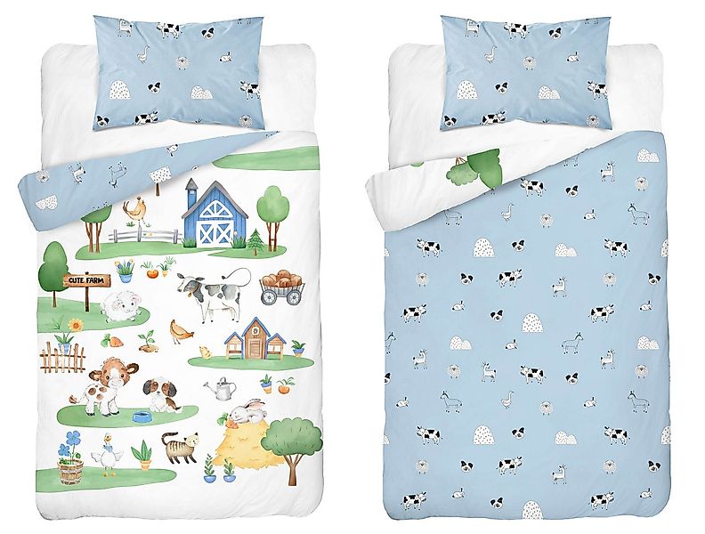 Häßler Homefashion Babybettwäsche Wendebettwäsche kleine Farm Traktor 2tlg. günstig online kaufen