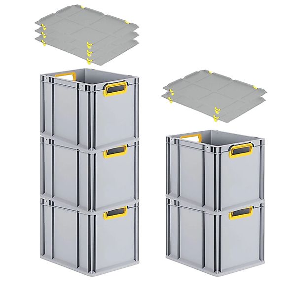 PROREGAL Spar Set 5x Eurobox Nextgen Color Mit Auflagedeckel & Schiebeschna günstig online kaufen