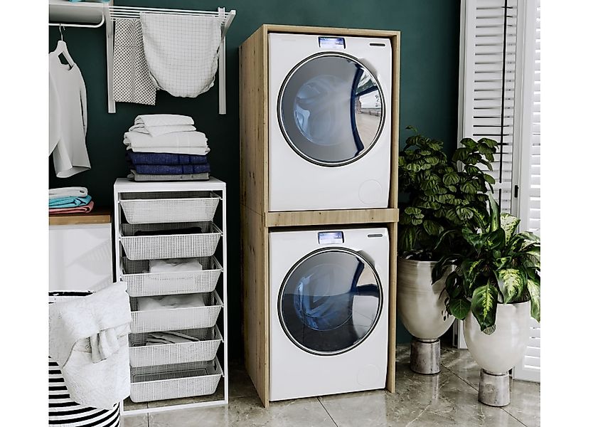 Raumhirsch Furniture Waschmaschinenumbauschrank für zwei Geräte – stabiler günstig online kaufen