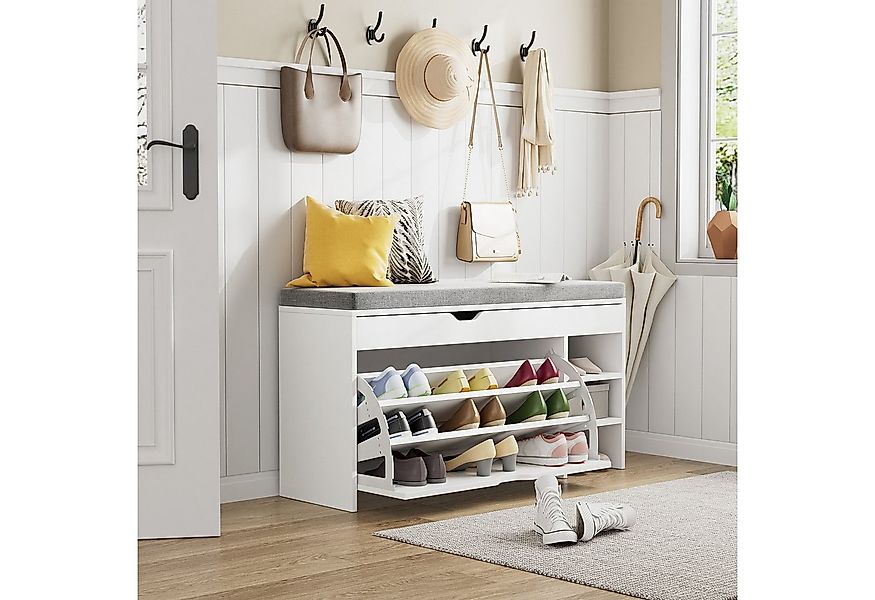 VOWNER Schuhschrank mit Klappen, Schmaler Schuhregal mit Sitzbank, Verstell günstig online kaufen