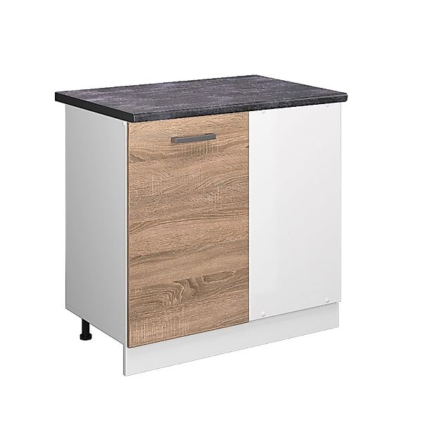 Vicco Eckunterschrank R-Line Küchen Eckschrank Sonoma/Weiß 86 cm AP Eiche günstig online kaufen