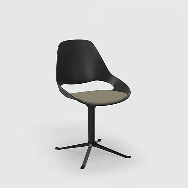 Stuhl ohne Armlehne FALK Kolumne schwarz Sitzpolster duneklgrün günstig online kaufen