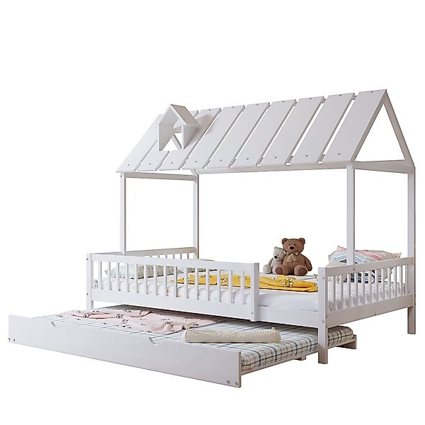 Flieks Kinderbett, Hausbett 120x200cm mit Ausziehbett günstig online kaufen