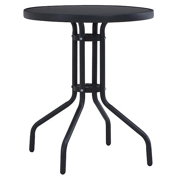 vidaXL Gartentisch Schwarz 80 cm Stahl und Glas 47253 günstig online kaufen