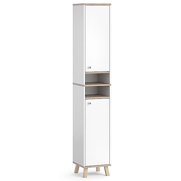 Vicco Badschrank Senyo Weiß/Sonoma 30 x 174 cm günstig online kaufen