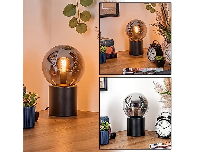 hofstein Tischleuchte Tischlampe aus Metall/Glas in Schwarz/Rauchfarben, oh günstig online kaufen