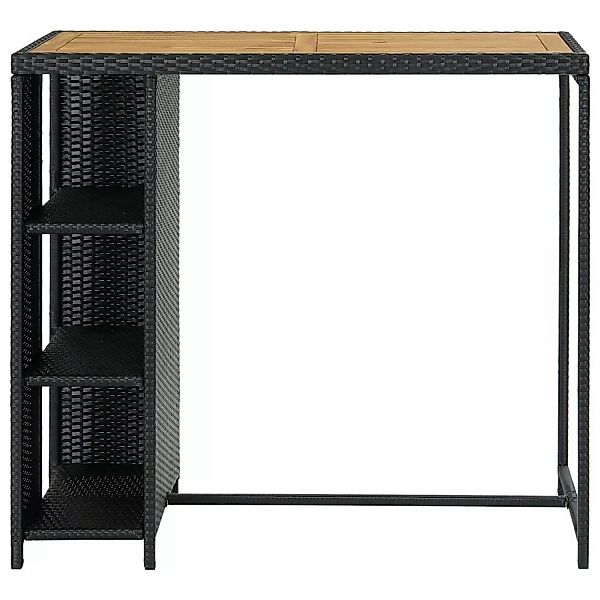 Bartisch Mit Regal Schwarz 120x60x110 Cm Poly Rattan günstig online kaufen