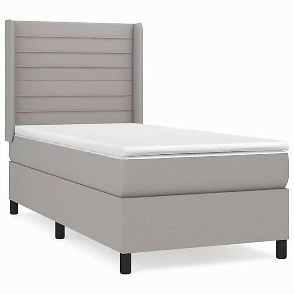 furnicato Bett Boxspringbett mit Matratze Hellgrau 90x200 cm Stoff (1-tlg) günstig online kaufen