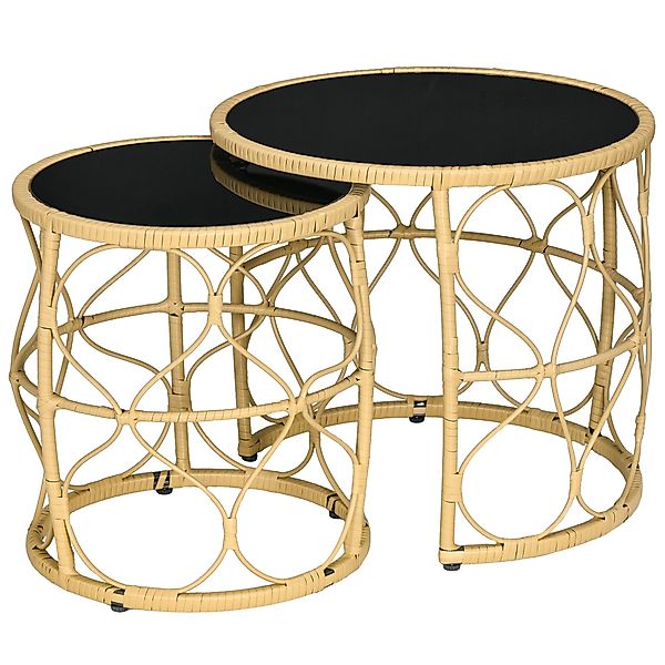 Outsunny Beistelltisch Couchtisch mit Rattanoptik (Kaffeetisch, günstig online kaufen