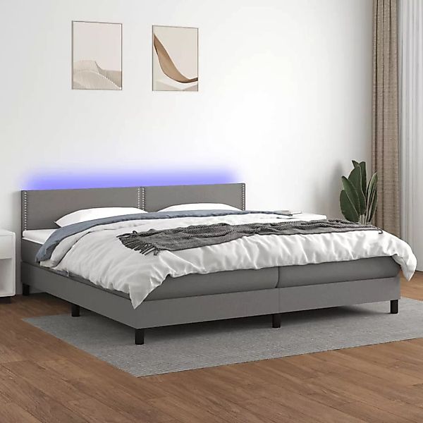 Vidaxl Boxspringbett Mit Matratze & Led Dunkelgrau 200x200 Cm Stoff günstig online kaufen