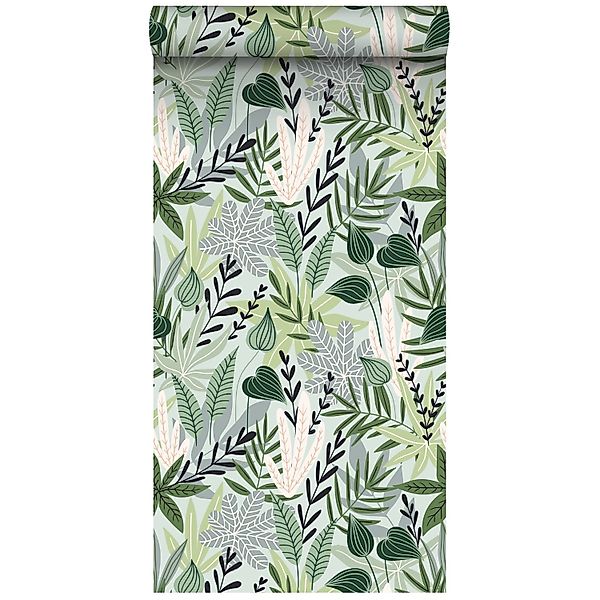 ESTAhome XXL Vliestapete Blätter Im Skandinavischen Stil Mintgrün 50 X 900 günstig online kaufen