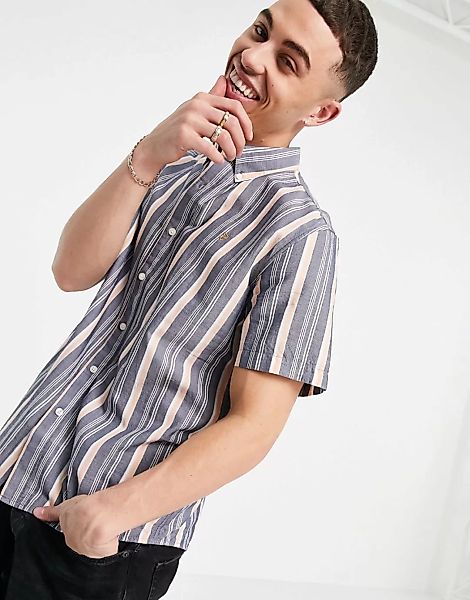 Farah – Robertson – Hemd aus Bio-Baumwolle mit vertikalen Streifen in Marin günstig online kaufen