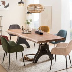 Esstisch Massivholztisch aus Akazie Massivholz mit natürlicher Baumkante günstig online kaufen
