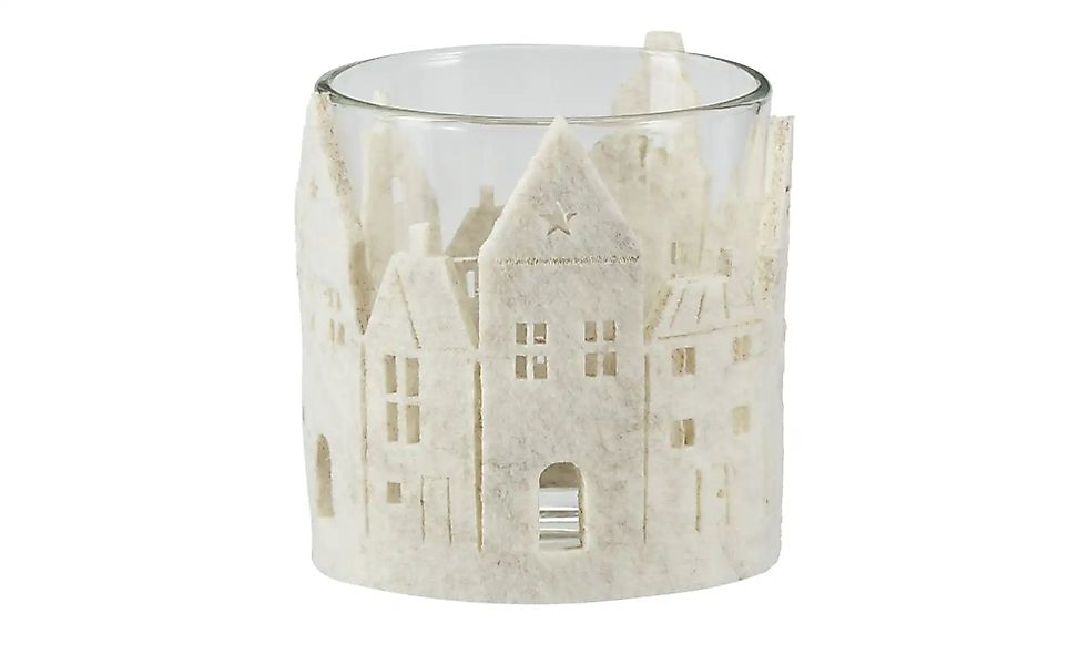 Windlicht   ¦ creme ¦ Glas,Filz ¦ Maße (cm): H: 8  Ø: 7 Weihnachten - Höffn günstig online kaufen
