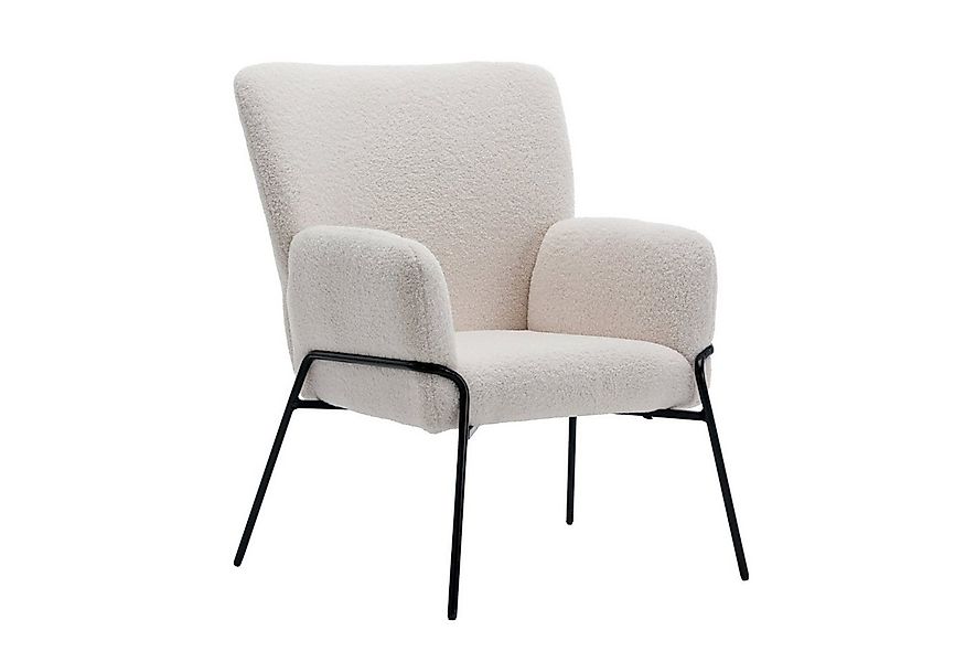 SVITA Loungesessel FREIA, Loungestuhl, Metallbeine, Teddyboucle, Weiß günstig online kaufen