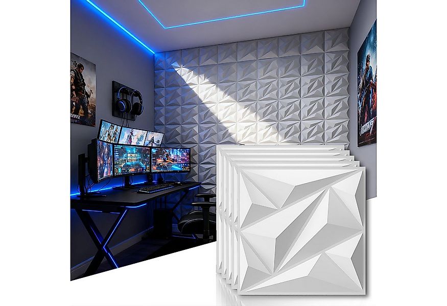 PFCTART 3D Wandpaneel 10 Stück 3D Wandpaneele Diamant Design – 50 × 50 cm P günstig online kaufen