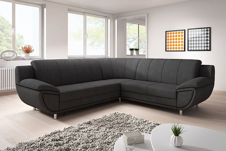TRENDMANUFAKTUR Ecksofa "Rondo II, zeitlos & elegant, bequeme Armlehnen, L- günstig online kaufen
