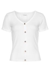 LASCANA Kurzarmshirt aus Rippware mit Zierknopfleiste, T-Shirt, V-Ausschnit günstig online kaufen