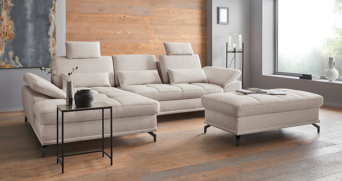 PLACES OF STYLE Ecksofa "Costello L-Form, B: 301 cm mit Sitztiefen-, Armtei günstig online kaufen