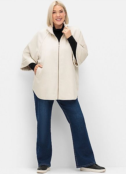 Sheego Allwetterjacke Jacke 3/4-Arm in lockerer Cape-Form, mit Wollanteil günstig online kaufen