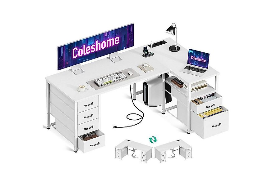 LuxusKollektion Eckschreibtisch Schreibtisch mit Stoff Schubladen L Form Ak günstig online kaufen