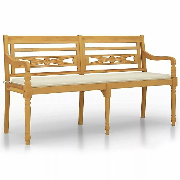 Vidaxl Batavia-bank Mit Creme Kissen 150 Cm Massivholz Teak günstig online kaufen