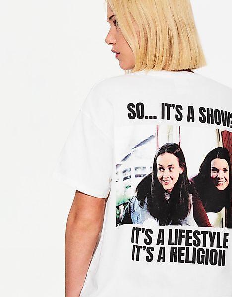 Bershka T-Shirt Mean Girls Mit Kurzen Ärmeln Und Print Damen L Weiss günstig online kaufen