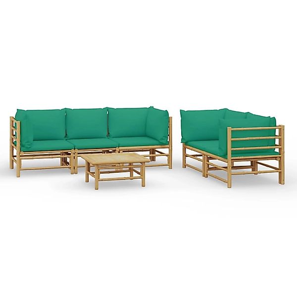 vidaXL Gartenlounge-Set 6-tlg. Garten-Lounge-Set mit Grünen günstig online kaufen