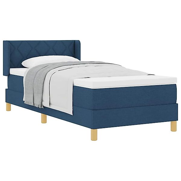 vidaXL Boxspringbett mit Matratze Blau 190 x 90 cm Polyester 3341334 günstig online kaufen