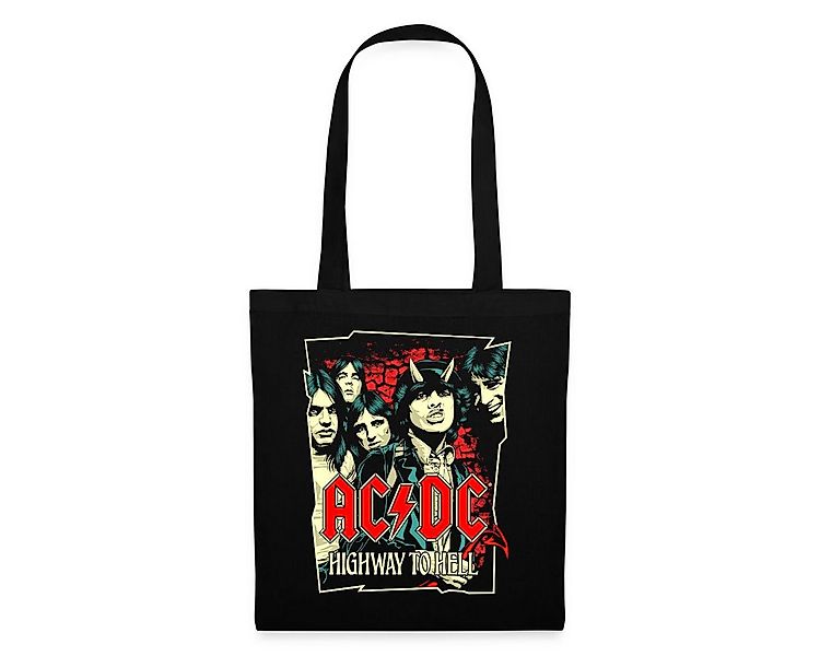 Spreadshirt Henkeltasche AC/DC Bandlogo Bild Highway To Hell Album Stoffbeu günstig online kaufen
