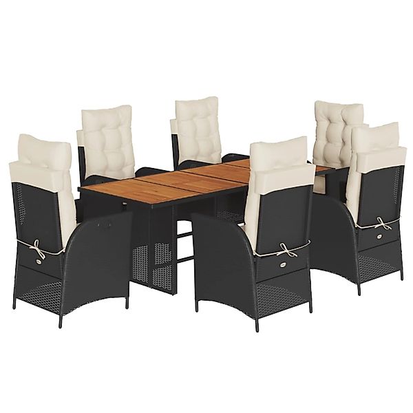 vidaXL 7-tlg Garten-Essgruppe mit Kissen Schwarz Poly Rattan Modell 141 günstig online kaufen