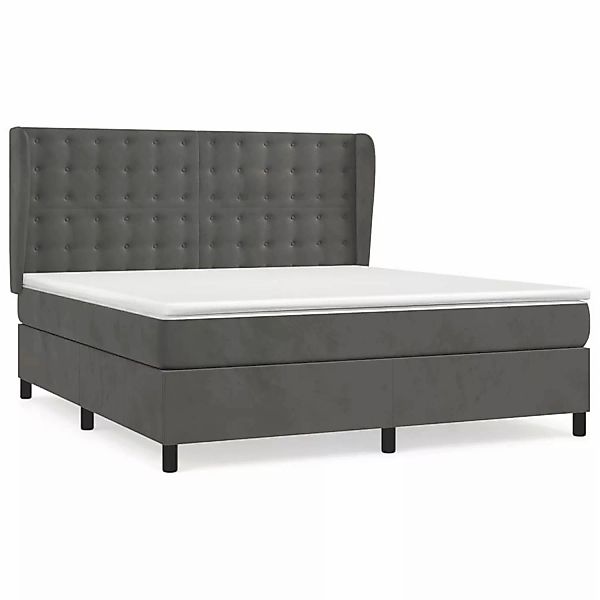 vidaXL Boxspringbett mit Matratze Dunkelgrau 180x200 cm Samt1373085 günstig online kaufen