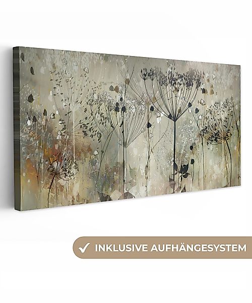 OneMillionCanvasses® Leinwandbild Panorama Blumen - Grau günstig online kaufen