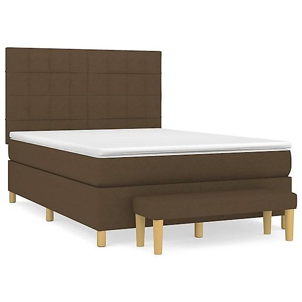 vidaXL Boxspringbett Boxspringbett mit Matratze Dunkelbraun 140x200 cm Stof günstig online kaufen