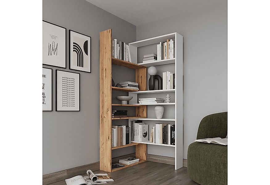 BDR Smart Home Art Bücherregal Aden Eckregal Dekorativ Atlantic Pine, Weiß günstig online kaufen
