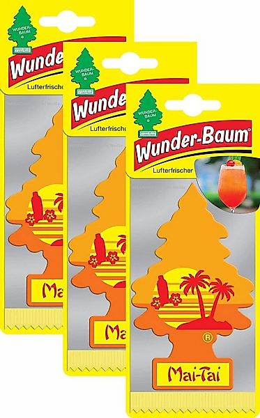 Kunstbaum 3er Duftbäumchen Mai Tai Wunderbaum Rum Orange 3 Set Lufterfrisch günstig online kaufen