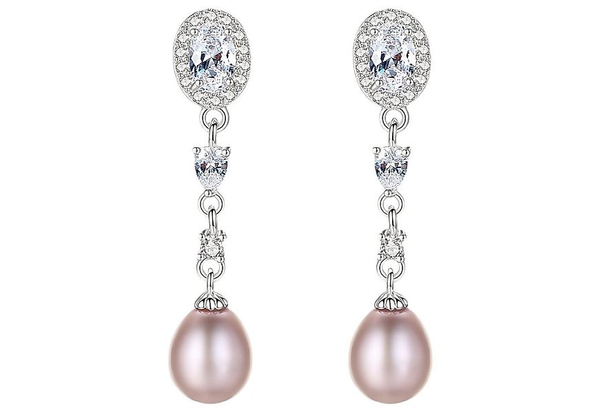 LÖB Paar Ohrstecker 925 Silber Ohrringe Hängend Zirkonia Tropfen Zuchtperle günstig online kaufen