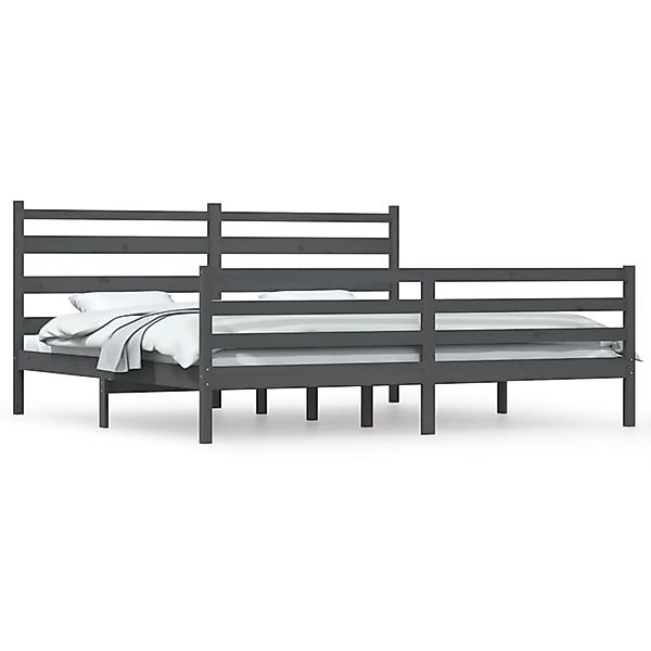 Vidaxl Massivholzbett Kiefer 200x200 Cm Grau günstig online kaufen