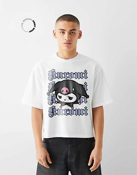 Bershka Cropped-T-Shirt Kuromi Im Boxy-Fit Mit Kurzen Ärmeln Damen S Weiss günstig online kaufen