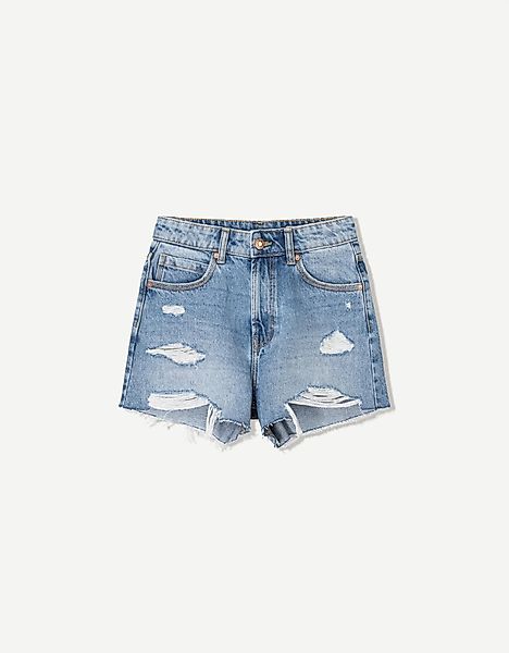 Bershka Jeansshorts Mit Rissen Damen 42 Blau günstig online kaufen